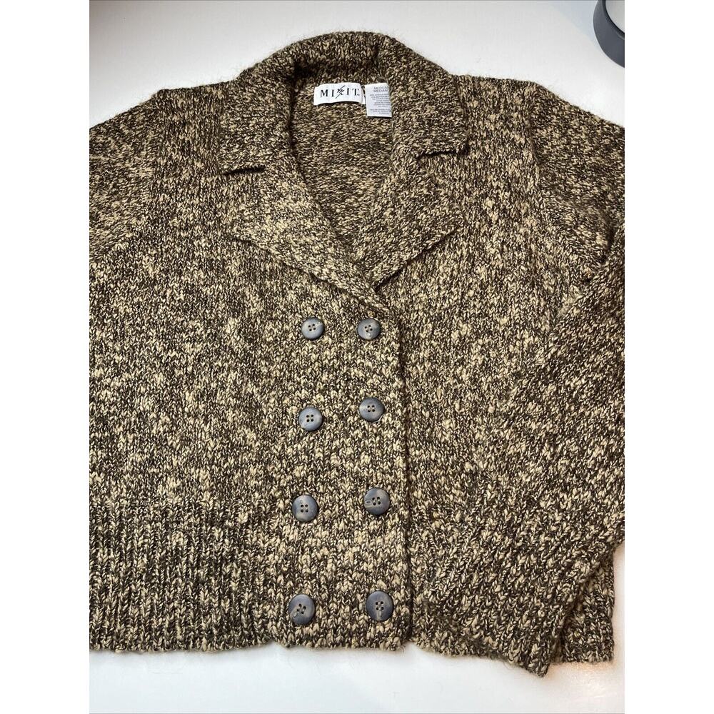 MixIt Double Breasted- Collar-Brown Sweater-15% Mohair-Med - Picture 3 of 9